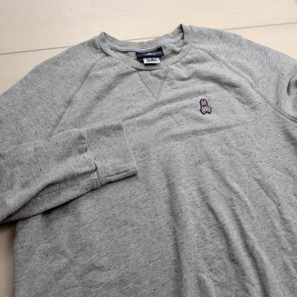 Psycho Bunny Sweatshirt Mens 6 Large Larne Donegal Grey Flecked Crewneck Sweater
